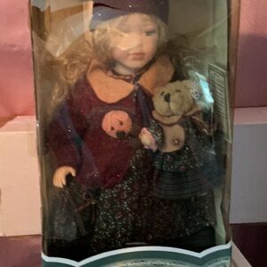 Charming Doll with Bear - Purple and Tan Outfit